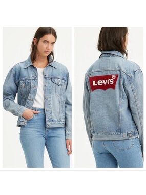 LEVI’S Ex Boyfriend Denim Logo Trucker Jacket